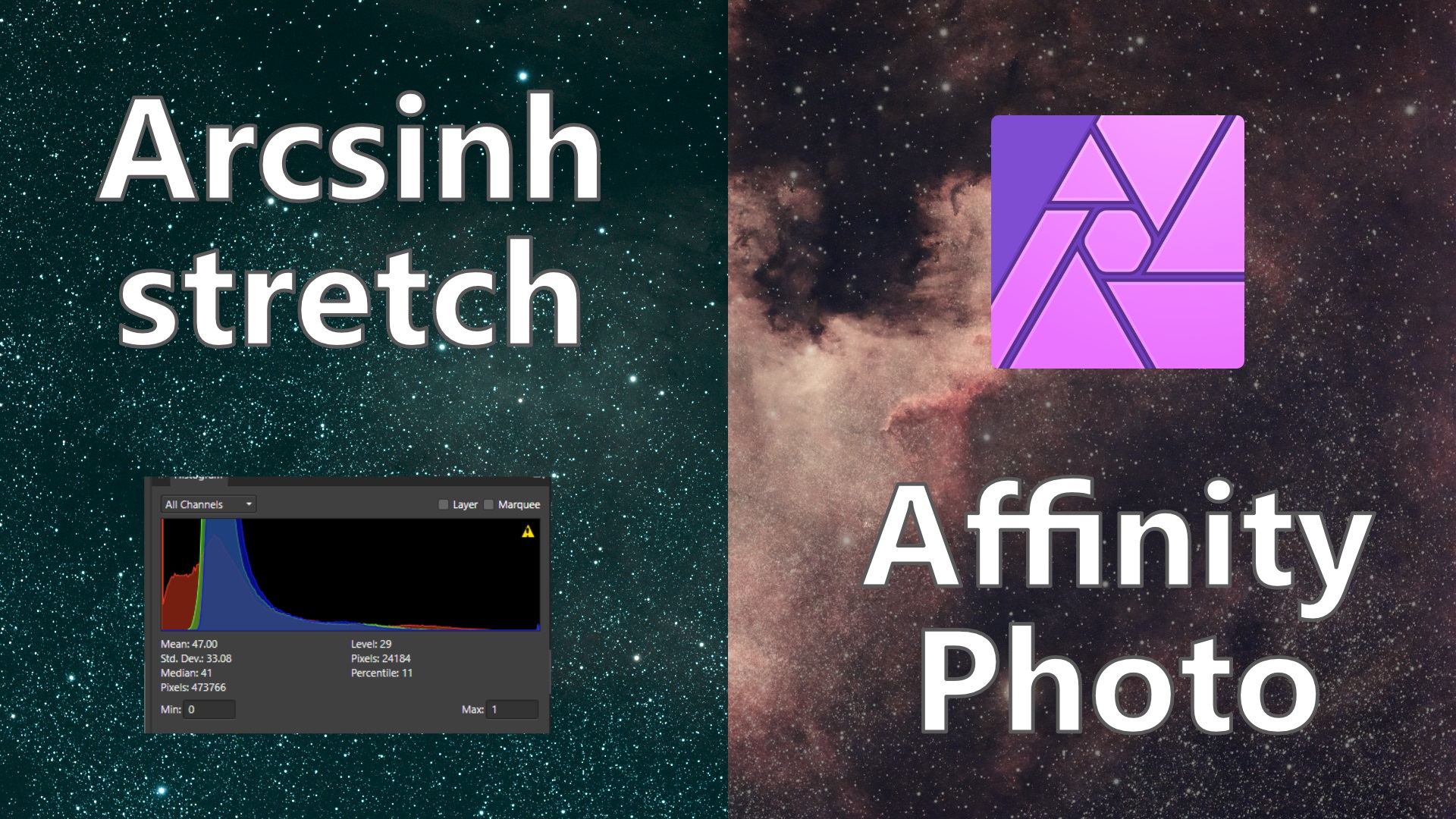 Rozšíření dynamického rozsahu pomocí Arcsinh v Affinity Photo